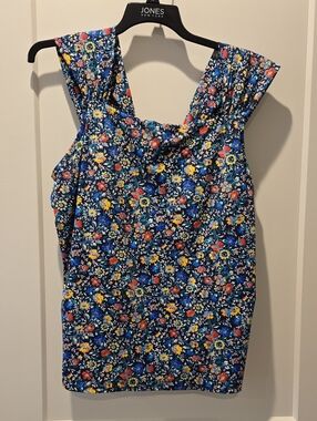 Lands' End Navy Floral Swim Top